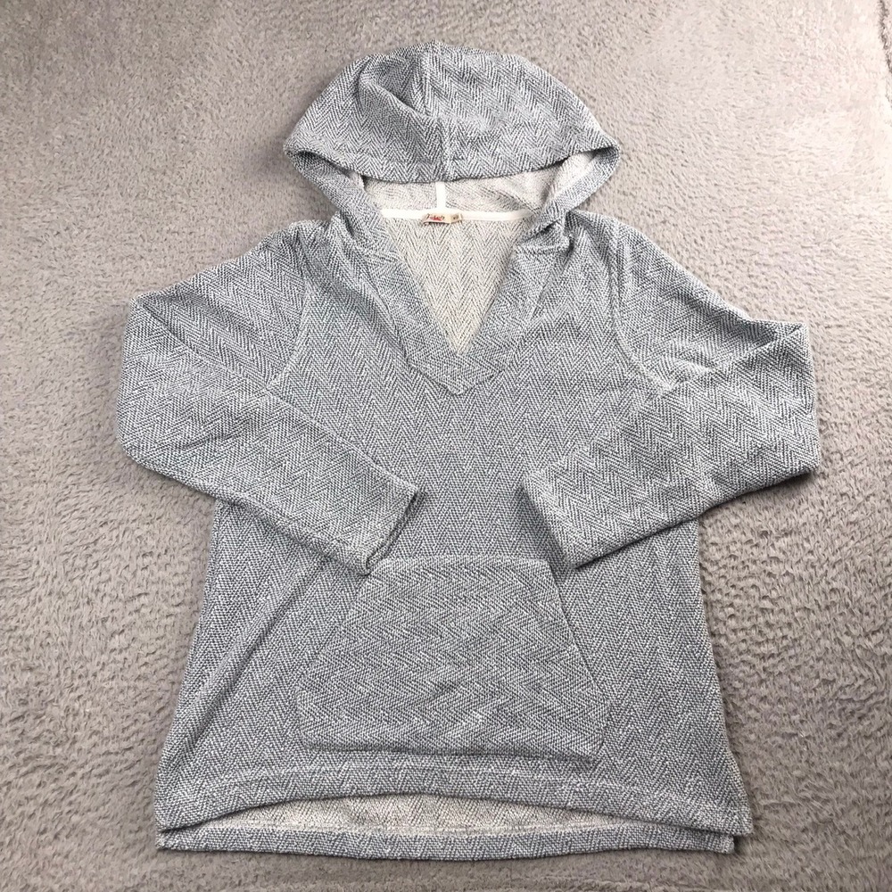 Faherty Whitewater Hoodie Womens M Blue Herringbone Textured Beach Baja Poncho